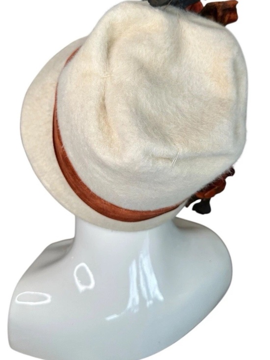White Cloche Hat, Polar Pure Made In Italy Classic 20s Flapper Florals main image 7
